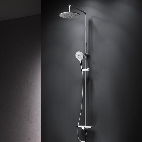 Душевая система Am.Pm Like F0780200 хром: переключатель полка, стойка с верхним душем, ручной душ