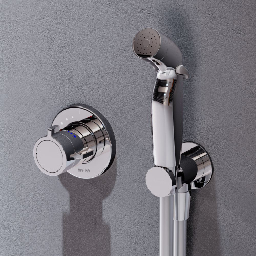 Гигиенический душ со смесителем AM.PM X-Joy F0H85A400 с термостатом, хром, встраиваемый, шланг 1200, держатель