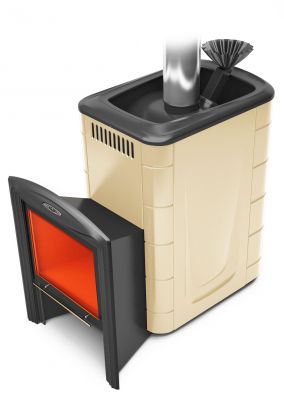 Банная печь Гейзер 2014 Inox Витра ЗК беж