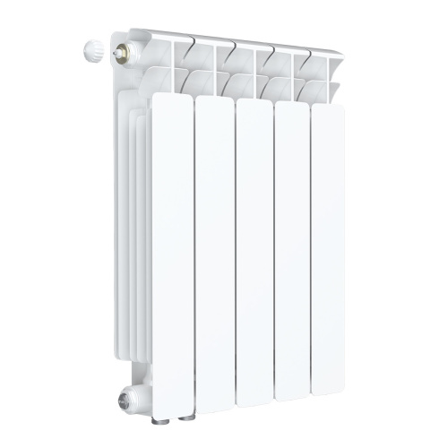 Биметаллический радиатор Rifar Base 500 Ventil VL - 5 секций, нижнее слева, белый