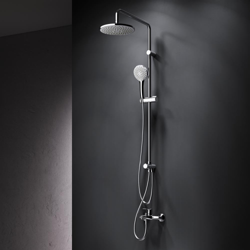 Душевая система Am.Pm Gem F40890A14 хром: смеситель для ванны, переключатель, стойка с верхним душем, ручной душ