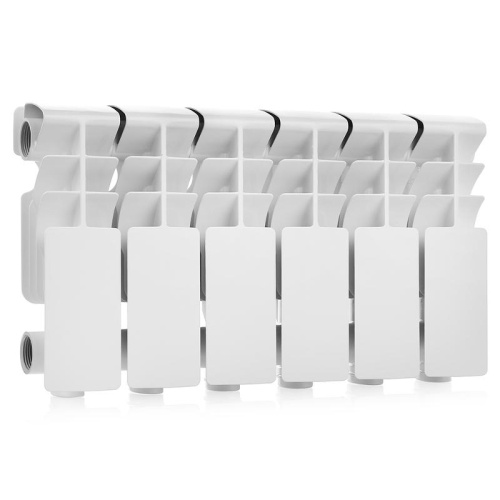 Алюминиевый радиатор Rommer Plus 200 - 6 секций, боковое, белый RAL 9016