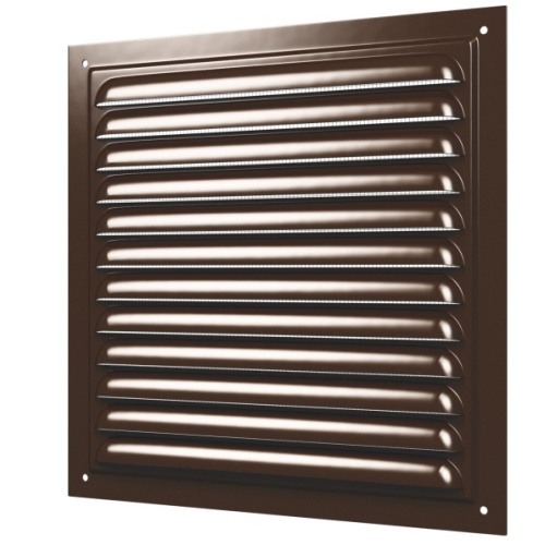 2525МЭ Решетка ЭРА вентиляционная металлическая, с сеткой 250х250, коричневая
