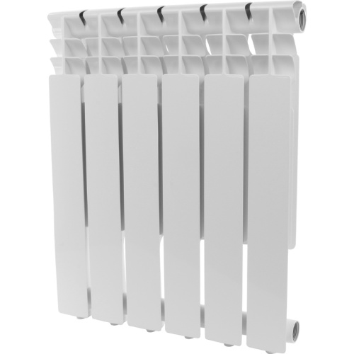 Алюминиевый радиатор Rommer Optima 500 - 6 секций, боковое, белый RAL 9016