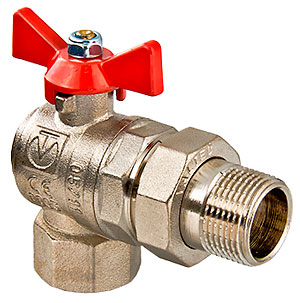 Угловой кран шаровой 1"ВН с американкой, ручка бабочка Valtec Base VT.228.N.06