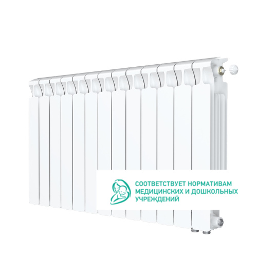 Биметаллический радиатор Rifar Monolit 500 Ventil VR - 13 секций, нижнее справа, белый