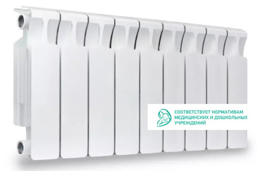 Биметаллический радиатор Rifar Monolit 300 - 9 секций, боковое, белый