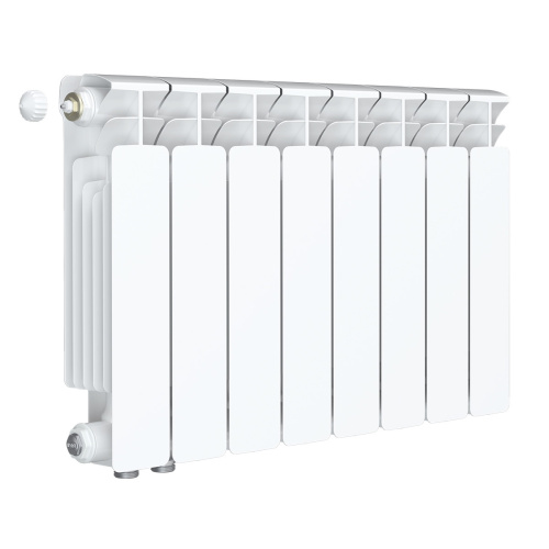Биметаллический радиатор Rifar Base 350 Ventil VL - 8 секций, нижнее слева, белый