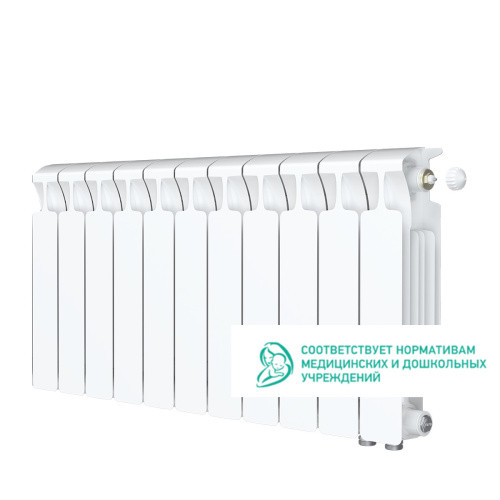 Биметаллический радиатор Rifar Monolit 350 Ventil VR - 11 секций, нижнее справа, белый