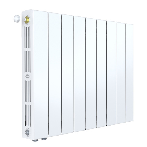 Биметаллический радиатор Rifar SUPReMO 500 Ventil VL - 9 секций, нижнее слева, белый