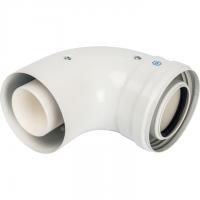Элемент дымохода конденсац. колено 90°/ адаптер 90° Ø60/100 м/п PP-FE (совместим. с Baxi,Viessmann Stout SCA-8610-210090