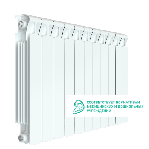 Биметаллический радиатор Rifar Monolit 500 - 11 секций, боковое, белый