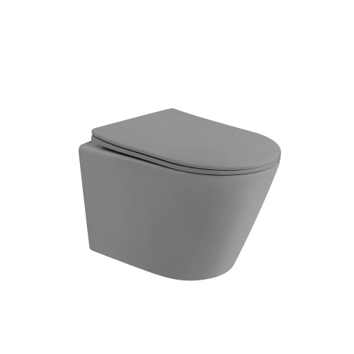 Подвесной унитаз ABBER Bequem AC1102TMG серый матовый, безободковый, смыв торнадо