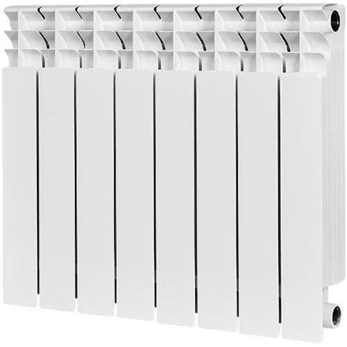 Биметаллический радиатор STOUT TITAN 500 - 8 секций, боковое, белый RAL 9016