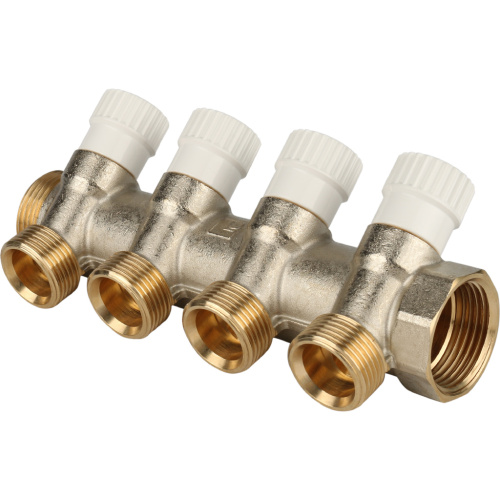 Коллектор 4 выхода STOUT 1"x3/4"евроконус с вентилями SMB 6851 013404