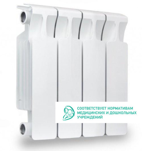Биметаллический радиатор Rifar Monolit 300 - 4 секции, боковое, белый