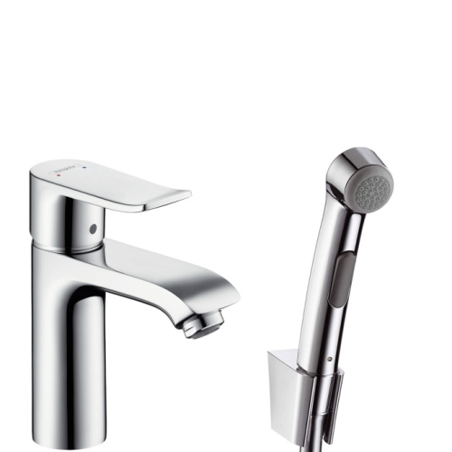 Смеситель для раковины Hansgrohe Metris 31285000 хром, гигиенический душ, сливной клапан Push-Open
