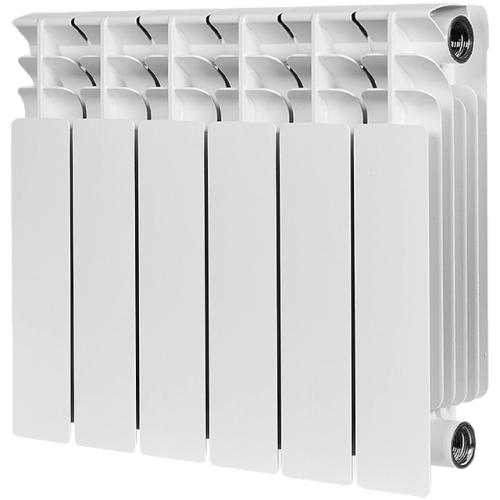 Биметаллический радиатор STOUT TITAN 350 - 6 секций, боковое, белый RAL 9016