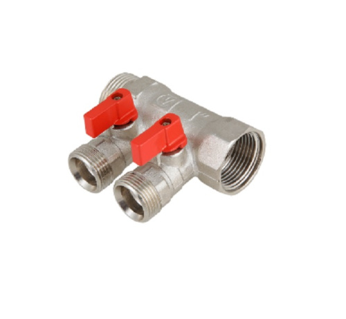 Коллектор 2 выхода Valtec 1"x3/4"Н евроконус с кранами VTc.580.NE.0602