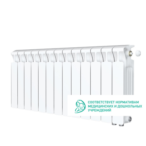 Биметаллический радиатор Rifar Monolit 350 Ventil VR - 13 секций, нижнее справа, белый