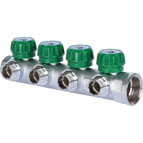 Коллектор 4 выхода STOUT 1"x1/2" с вентилями SMB-6850-011204