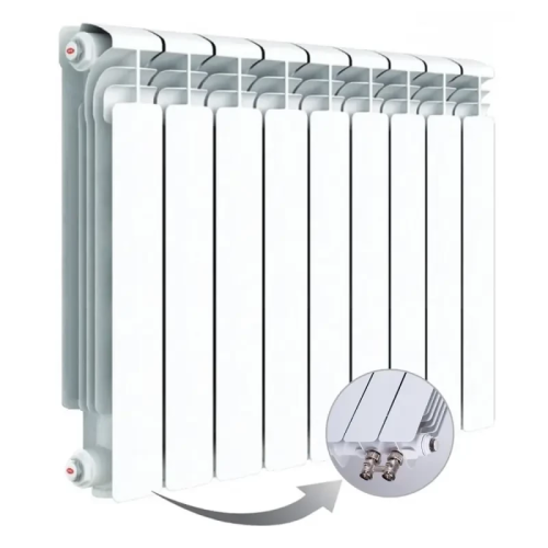 Алюминиевый радиатор Rifar Alum 500 Ventil VL - 9 секций, нижнее слева, белый