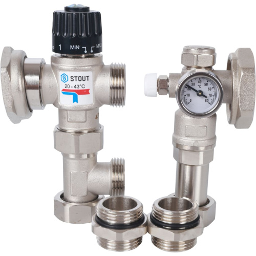 Насосно-смесительный узел Stout с 4-ходовым термостатическим клапаном, без насоса