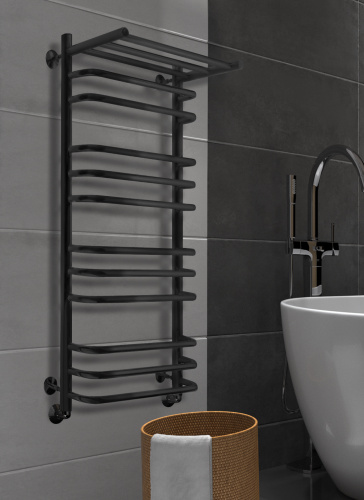 Полотенцесушитель Indigo Brace с полочкой 532x1000, черный муар