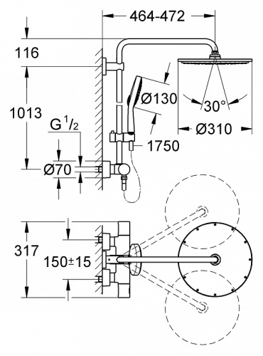 Душевая система Grohe Rainshower 27968000 с термостатом