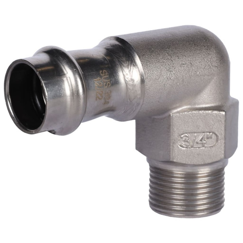 Угольник с резьбой ВПр-НР 18х3/4" пресс, нержавеющая сталь Rommer