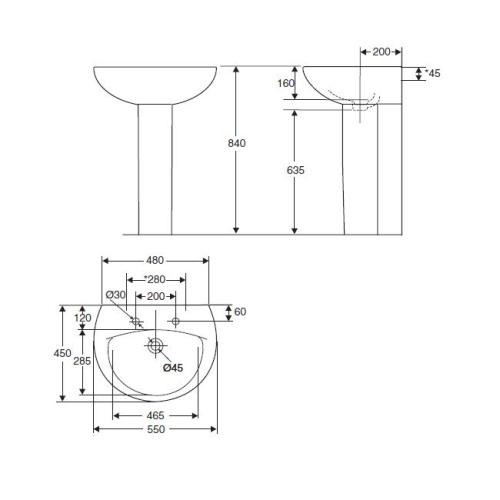 Раковина Jacob Delafon Patio E4158NG-00 белый 550х190х450