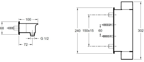 Смеситель для душа Jacob Delafon Stance E9104-CP Хром, термостатический