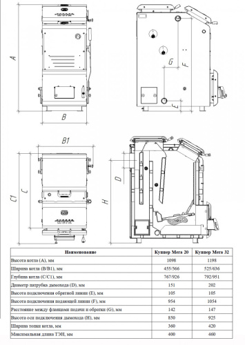 Котел твердотопливный 20кВт Теплодар КУППЕР МЕГА-20
