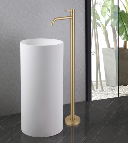 Смеситель для раковины ABBER Wasser Kreis AF8140G напольный, золото матовое