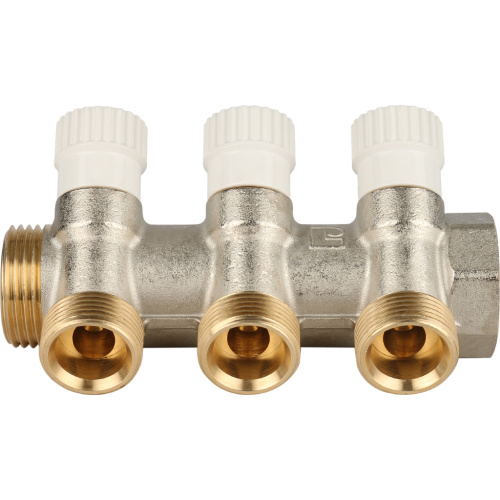 Коллектор 3 выхода STOUT 1"x3/4"евроконус с вентилями SMB 6851 013403