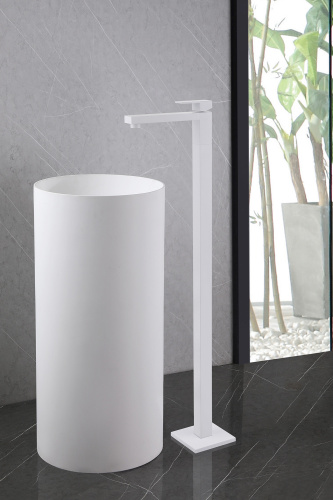 Смеситель для раковины ABBER Daheim AF8241W напольный, белый матовый