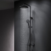 Душевая система Am.Pm Like F0780522 черный: смеситель с термостатом и изливом, стойка с верхним душем, ручной душ
