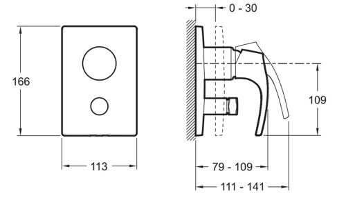 Смеситель для скрытого монтажа Jacob Delafon Symbol E98724-CP Хром, на 2 выхода, неполный комплект