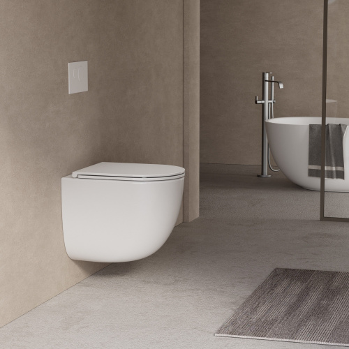 Подвесной унитаз ABBER Bequem AC1132TC белый, безободковый, смыв торнадо, с закрытым дном