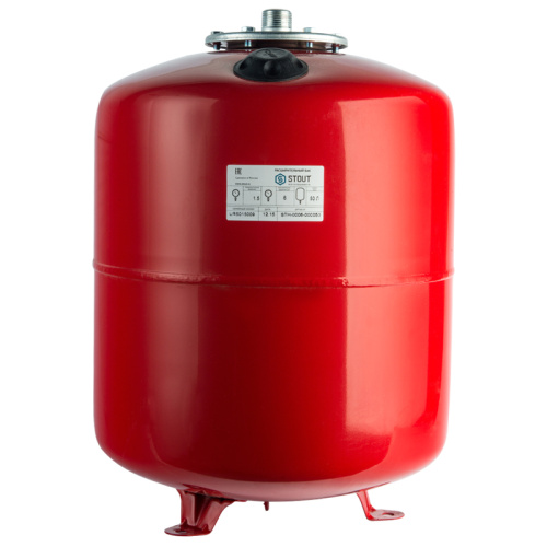 Мембранный бак Stout 80 л. для отопления, заменяемая мембрана STH-0006-000080, красный