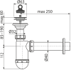 Сифон Alcaplast d 40 мм для раковины, с нержавеющей решеткой d 63 мм A41