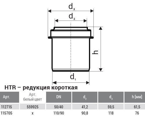 Переход 50x40 редукция короткая HTRK Ostendorf