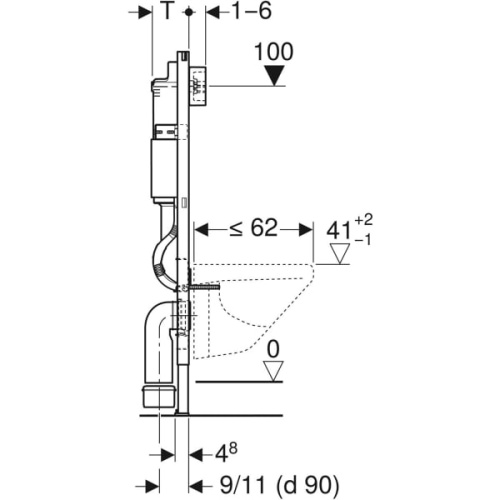 Инсталляция для подвесного унитаза Geberit Duofix , 112 см, со смывным бачком скрытого монтажа Delta 12 см, смывная клавиша Delta21