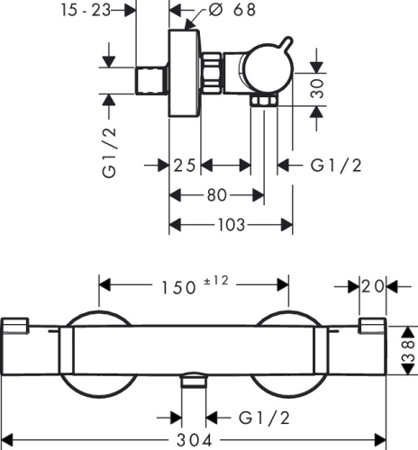 Смеситель для душа Hansgrohe Ecostat Comfort 13116000 Хром, термостатический