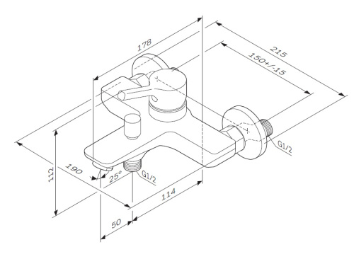 Смеситель для ванны AM.PM X-Joy F85B10000 хром