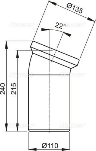 Колено Alcaplast для унитаза 22° A90-22