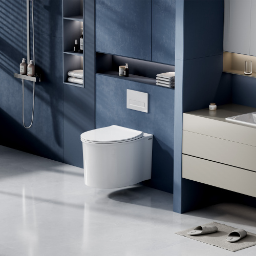 Подвесной унитаз ABBER Bequem AC1127 белый, безободковый, смыв торнадо и струйный смыв