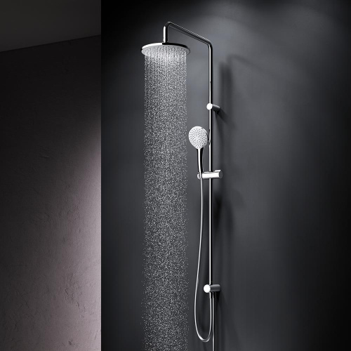 Душевая система Am.Pm Gem F0790000 хром: переключатель, стойка с верхним душем, ручной душ