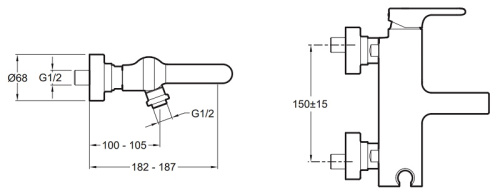 Смеситель для ванны Jacob Delafon Singulier E10867-CP хром, не поворотный излив (82)