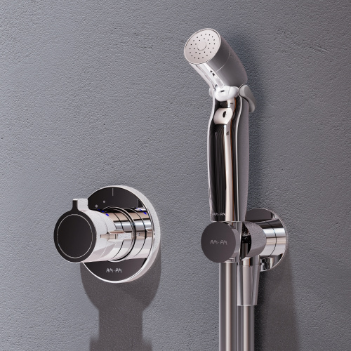 Гигиенический душ со смесителем AM.PM X-Joy F0H85A400 с термостатом, хром, встраиваемый, шланг 1200, держатель